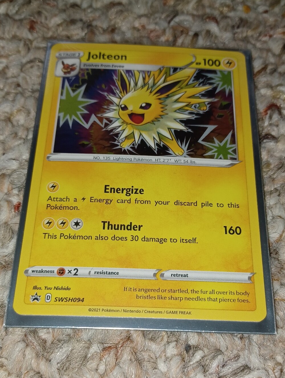 Pokemon Jolteon Card - Yellow and Black Artwork
